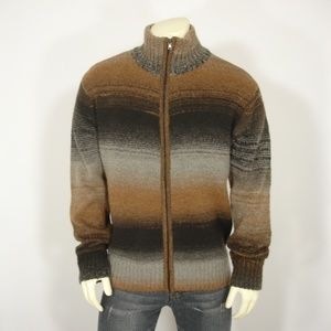 STETSON WOOL BLEND STRIPED ZIP FRONT CARDIGAN L